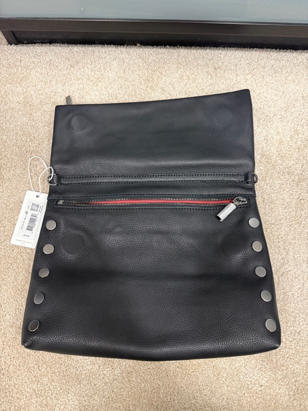 NWT Hammitt VIP Large Black Gunmetal  with Red zipper - Picture 4 of 7